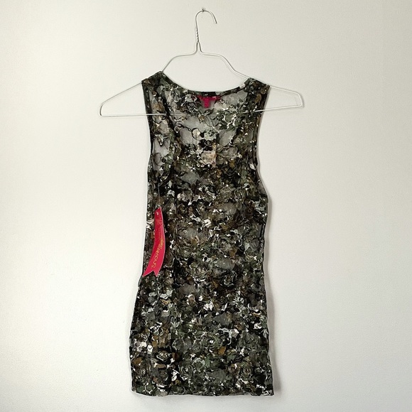 See Through Lace Almost Famous Olive Color Floral Tank. Size M. NWT. - Picture 2 of 9